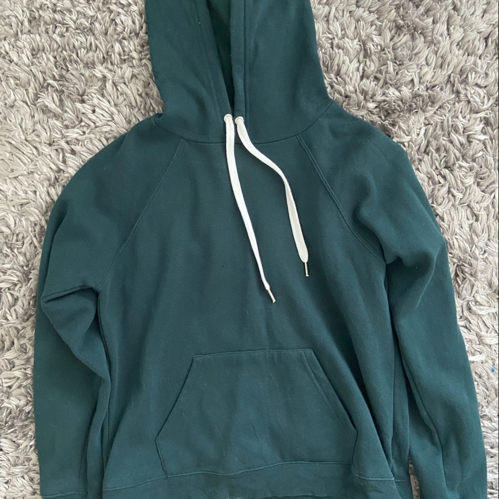 Green hooded sweatshirt